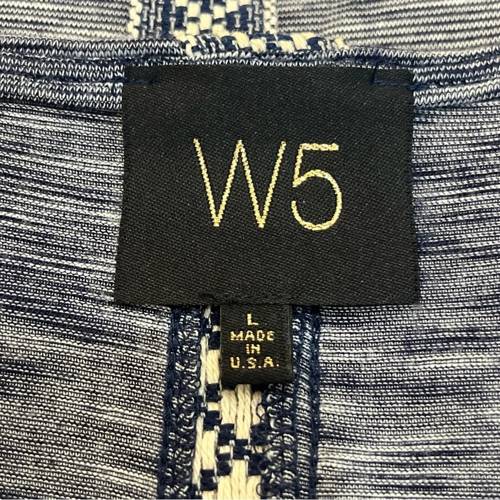 W5 Women’s Navy Blue White Sleeveless Scoop Neck‎ Tank Top Blouse Size Large